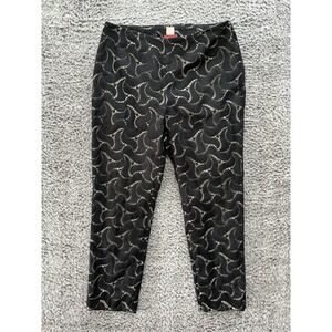 True Royal Ikram Fodera Black Abstract Print Cotton Pants‎ Sz 46 Made In Italy